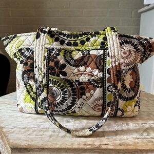 Vera Bradley Quilted Tote in Olive, Brown & Black Floral Medallion